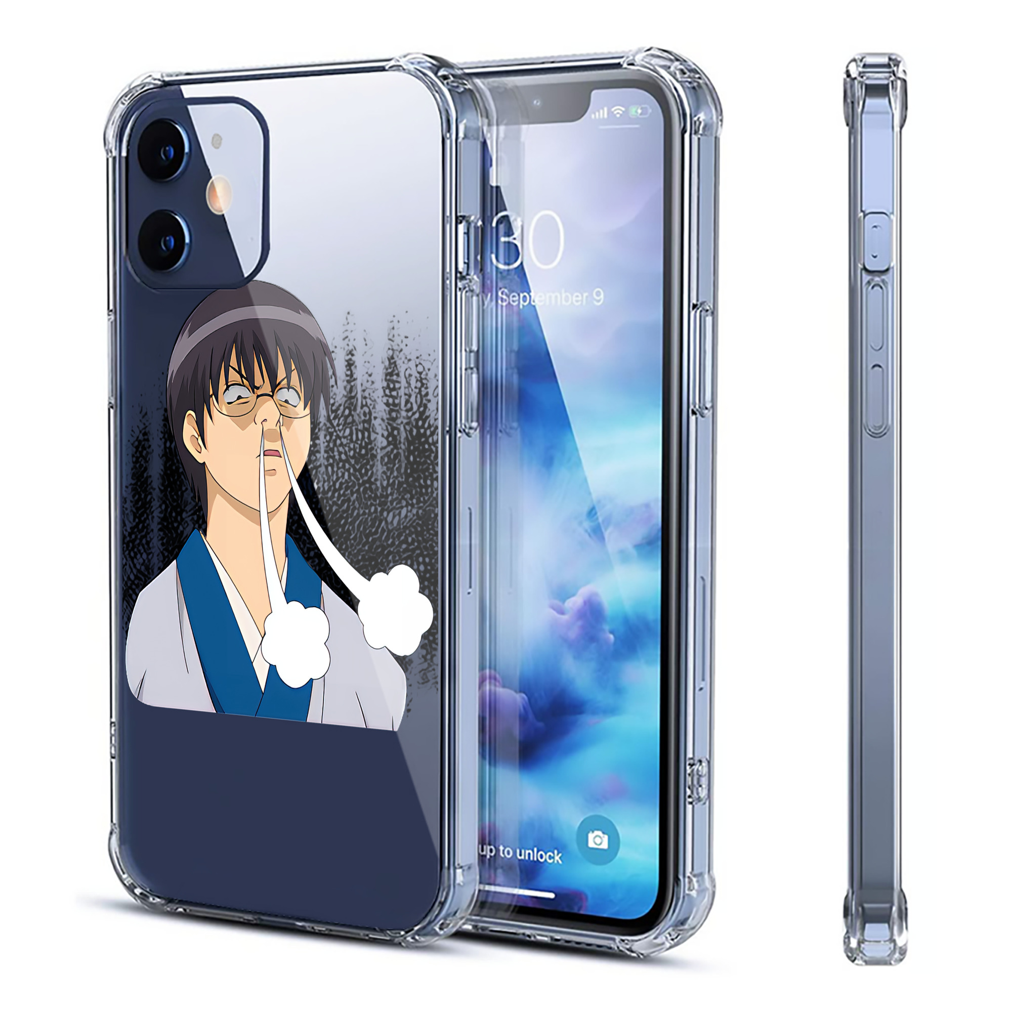 （画像用） ぎんたま 坂田銀時（さかたぎんとき） 神楽 志村新八（しむら しんぱち） GINTAMA Sakata Gintoki Kagura Shimura Shinpachi 【iPhone 12シリーズ対応】透明スマホケース（クリアソフトケース）